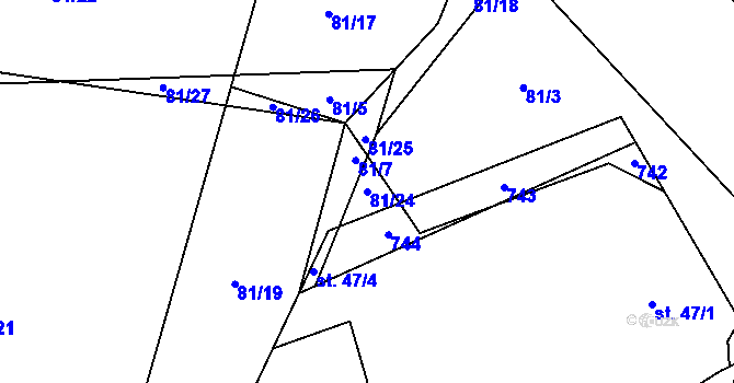 Parcela st. 81/24 v KÚ Vinary u Smidar, Katastrální mapa