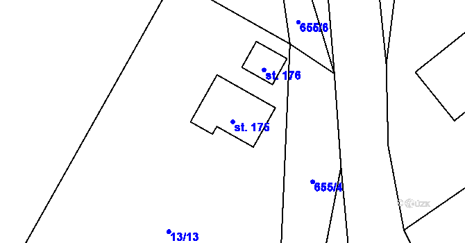 Parcela st. 175 v KÚ Vinary u Smidar, Katastrální mapa