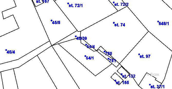 Parcela st. 54/4 v KÚ Vinary u Smidar, Katastrální mapa