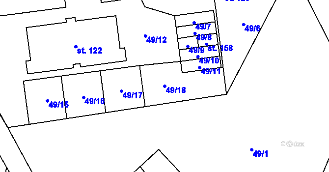 Parcela st. 49/18 v KÚ Vinary u Smidar, Katastrální mapa