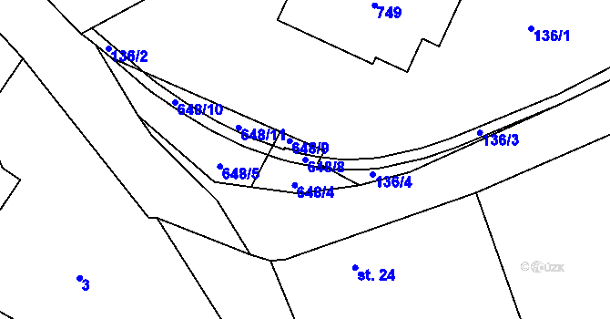 Parcela st. 648/8 v KÚ Vinary u Smidar, Katastrální mapa