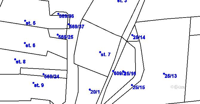 Parcela st. 7 v KÚ Vinary u Vysokého Mýta, Katastrální mapa