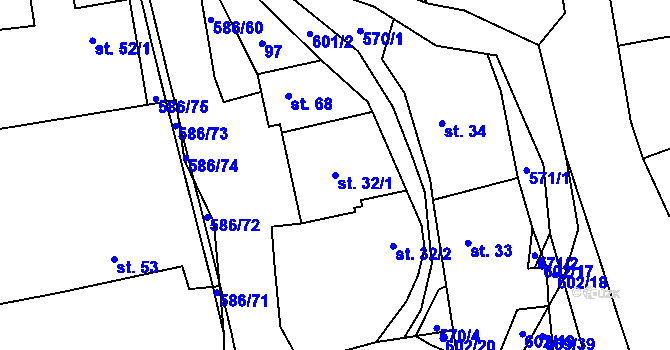 Parcela st. 32/1 v KÚ Vinary u Vysokého Mýta, Katastrální mapa