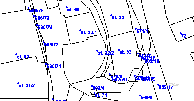 Parcela st. 32/2 v KÚ Vinary u Vysokého Mýta, Katastrální mapa