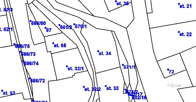 Parcela st. 34 v KÚ Vinary u Vysokého Mýta, Katastrální mapa