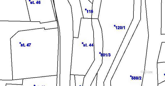 Parcela st. 44 v KÚ Vinary u Vysokého Mýta, Katastrální mapa