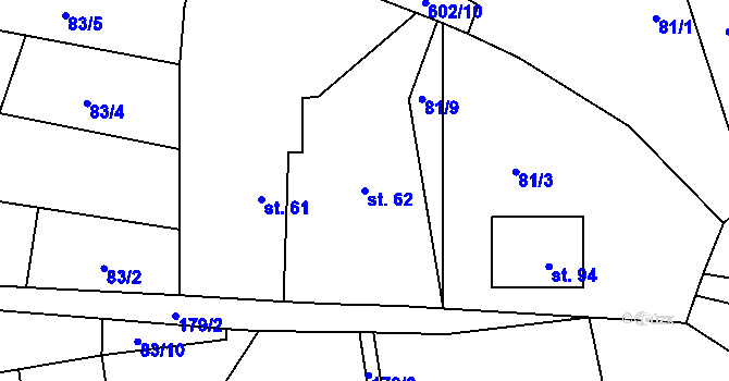 Parcela st. 62 v KÚ Vinary u Vysokého Mýta, Katastrální mapa