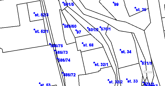 Parcela st. 68 v KÚ Vinary u Vysokého Mýta, Katastrální mapa