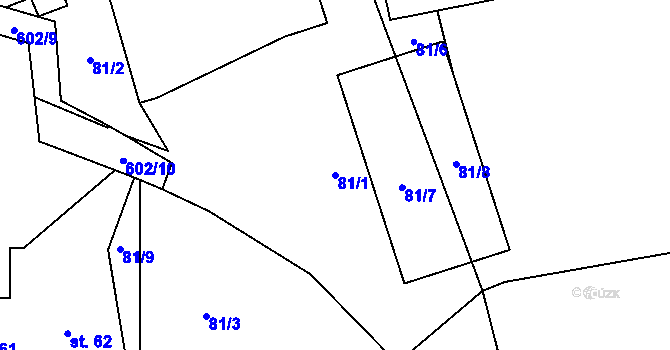 Parcela st. 81/1 v KÚ Vinary u Vysokého Mýta, Katastrální mapa