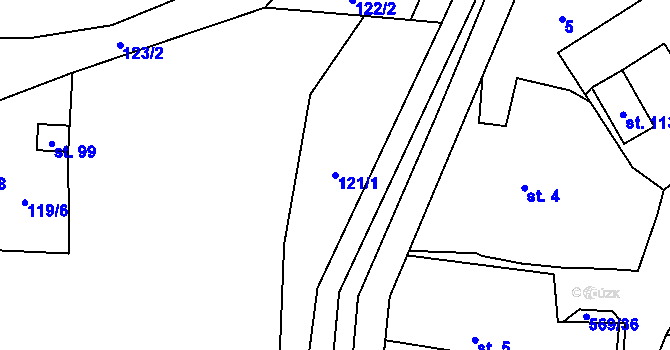 Parcela st. 121/1 v KÚ Vinary u Vysokého Mýta, Katastrální mapa