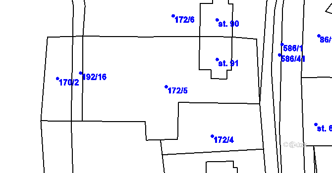 Parcela st. 172/5 v KÚ Vinary u Vysokého Mýta, Katastrální mapa