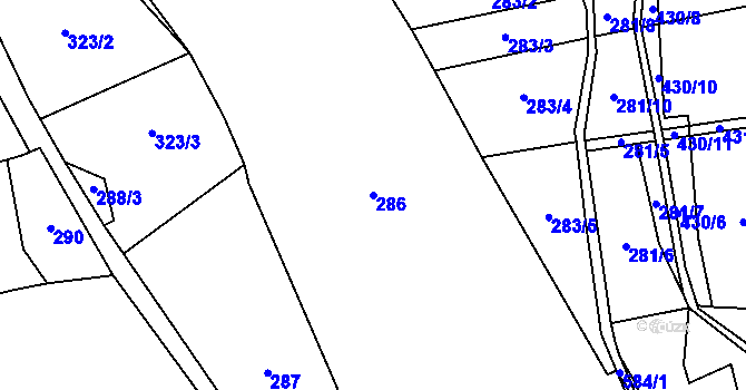 Parcela st. 286 v KÚ Vinary u Vysokého Mýta, Katastrální mapa