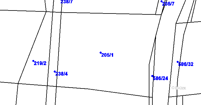Parcela st. 205/1 v KÚ Vinary u Vysokého Mýta, Katastrální mapa