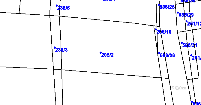 Parcela st. 205/2 v KÚ Vinary u Vysokého Mýta, Katastrální mapa