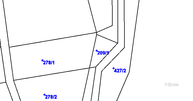 Parcela st. 209/1 v KÚ Vinary u Vysokého Mýta, Katastrální mapa