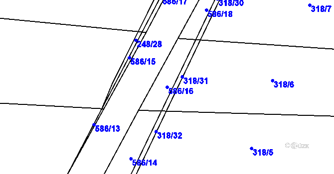 Parcela st. 586/16 v KÚ Vinary u Vysokého Mýta, Katastrální mapa