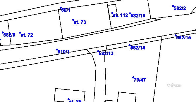 Parcela st. 582/13 v KÚ Vinary u Vysokého Mýta, Katastrální mapa