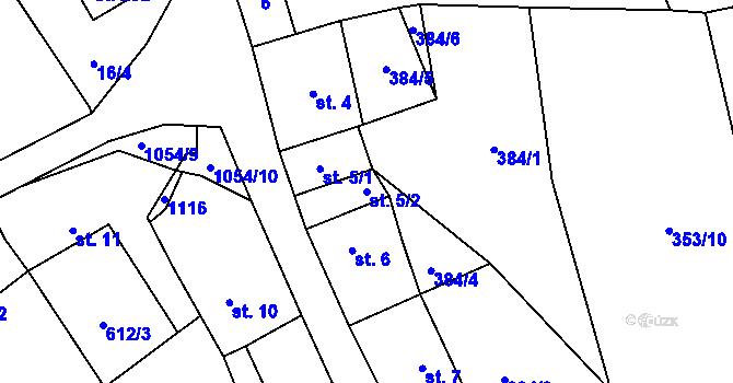 Parcela st. 5/2 v KÚ Vinaře, Katastrální mapa