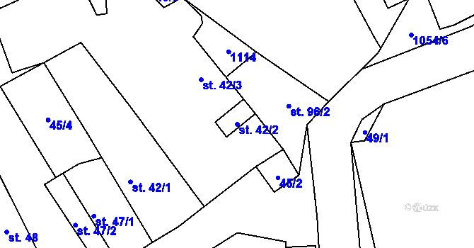 Parcela st. 42/2 v KÚ Vinaře, Katastrální mapa