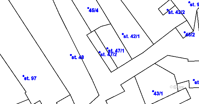 Parcela st. 47/2 v KÚ Vinaře, Katastrální mapa