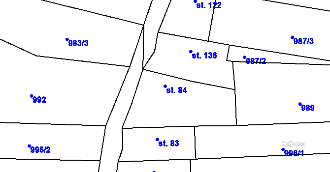 Parcela st. 84 v KÚ Vinaře, Katastrální mapa