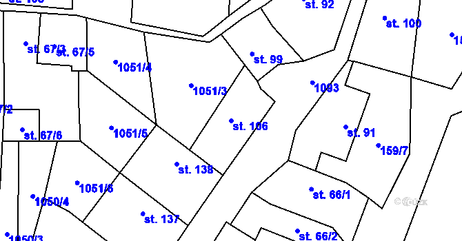 Parcela st. 106 v KÚ Vinaře, Katastrální mapa