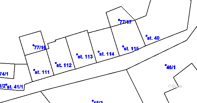Parcela st. 114 v KÚ Vinaře, Katastrální mapa