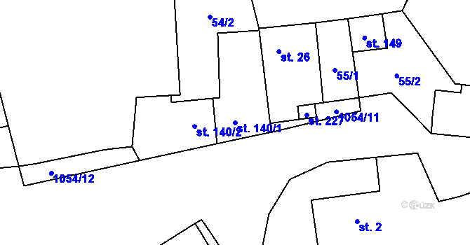 Parcela st. 140/1 v KÚ Vinaře, Katastrální mapa