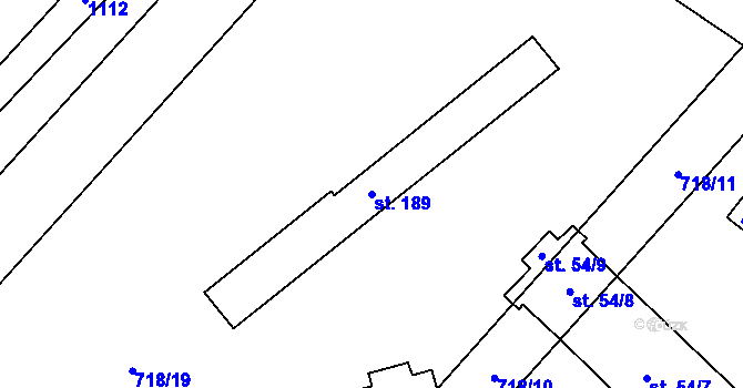 Parcela st. 189 v KÚ Vinaře, Katastrální mapa