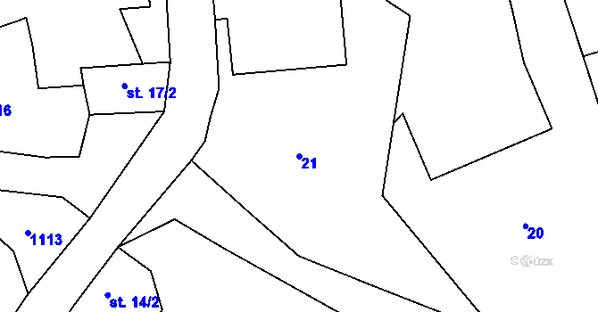 Parcela st. 21 v KÚ Vinaře, Katastrální mapa