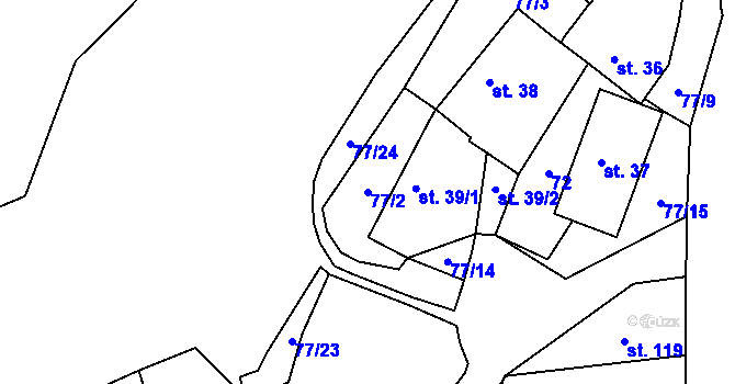 Parcela st. 77/2 v KÚ Vinaře, Katastrální mapa