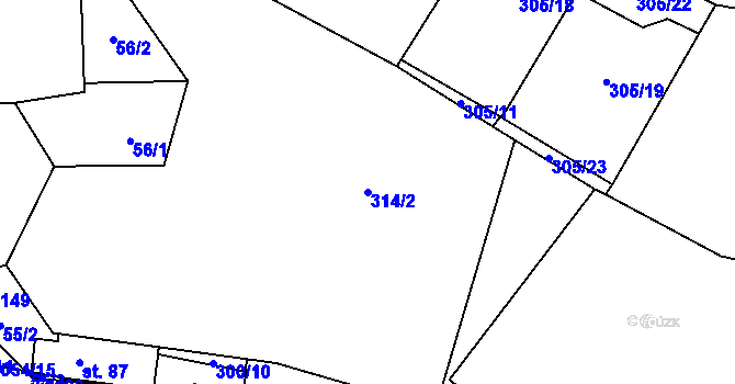 Parcela st. 314/2 v KÚ Vinaře, Katastrální mapa