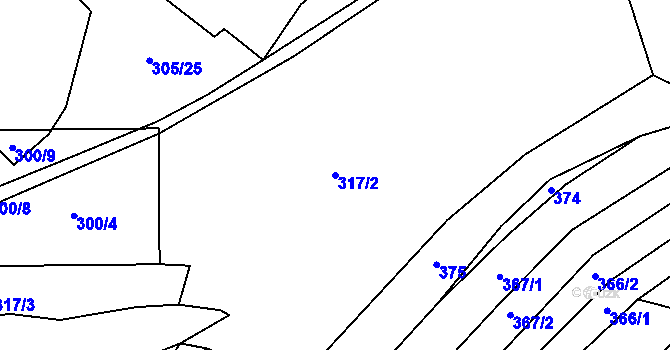 Parcela st. 317/2 v KÚ Vinaře, Katastrální mapa
