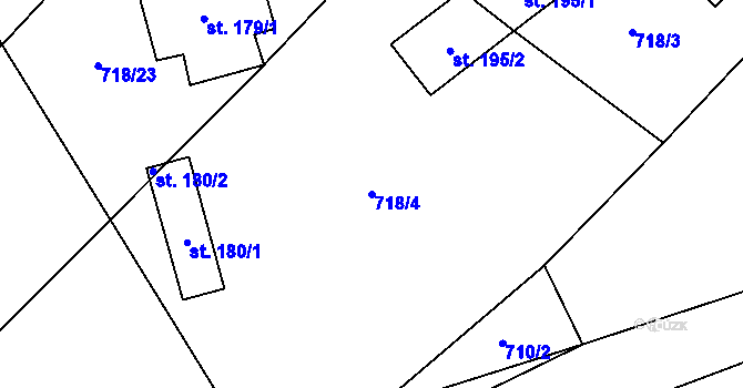 Parcela st. 718/4 v KÚ Vinaře, Katastrální mapa