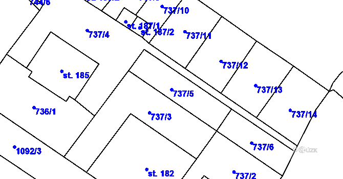 Parcela st. 737/5 v KÚ Vinaře, Katastrální mapa