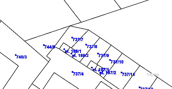Parcela st. 737/8 v KÚ Vinaře, Katastrální mapa