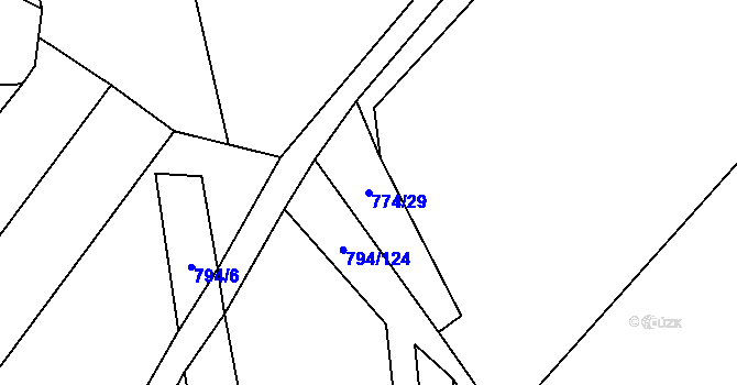 Parcela st. 774/29 v KÚ Vinaře, Katastrální mapa