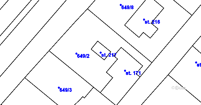 Parcela st. 217 v KÚ Vinaře, Katastrální mapa