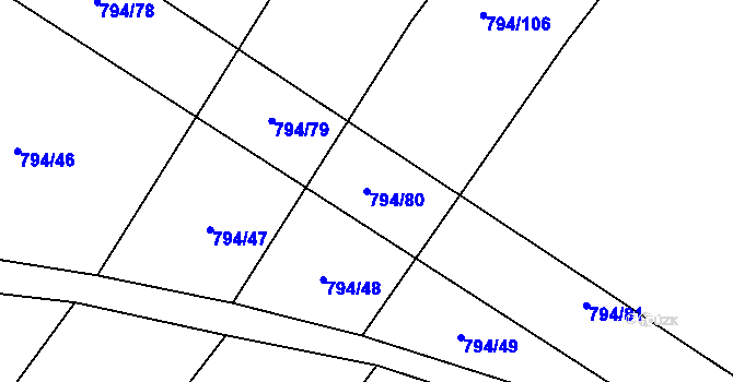 Parcela st. 794/80 v KÚ Vinaře, Katastrální mapa