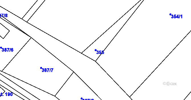 Parcela st. 355 v KÚ Vinaře, Katastrální mapa
