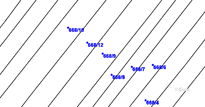 Parcela st. 668/9 v KÚ Vinaře, Katastrální mapa
