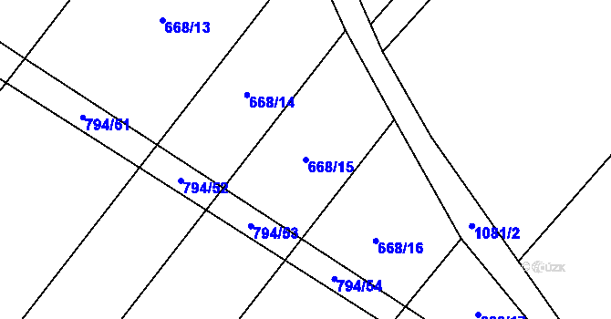 Parcela st. 668/15 v KÚ Vinaře, Katastrální mapa