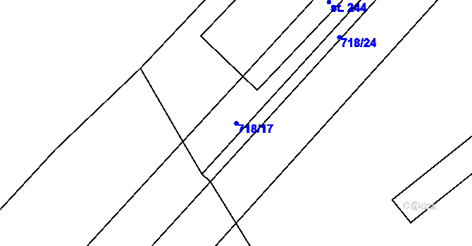 Parcela st. 718/17 v KÚ Vinaře, Katastrální mapa