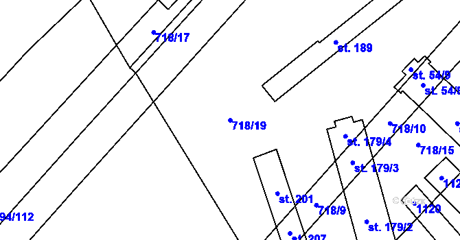 Parcela st. 718/19 v KÚ Vinaře, Katastrální mapa