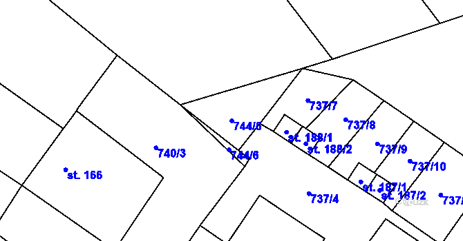 Parcela st. 744/5 v KÚ Vinaře, Katastrální mapa