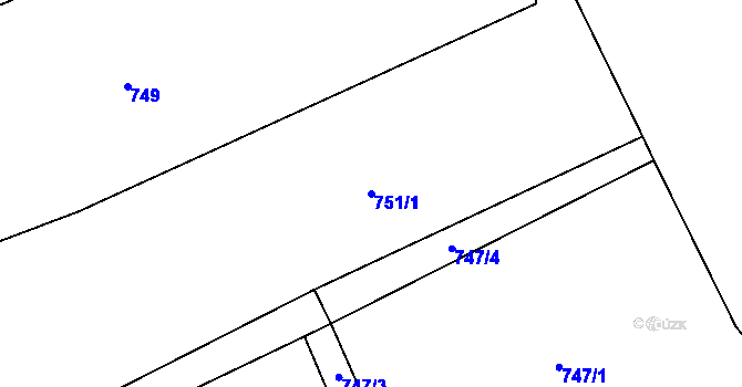 Parcela st. 751/1 v KÚ Vinaře, Katastrální mapa