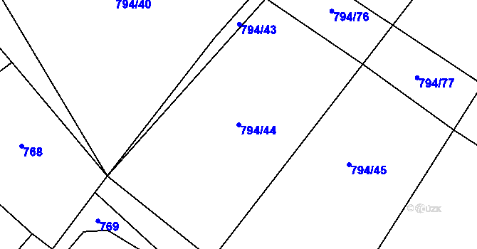 Parcela st. 794/44 v KÚ Vinaře, Katastrální mapa