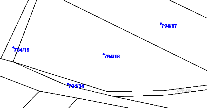 Parcela st. 794/18 v KÚ Vinaře, Katastrální mapa
