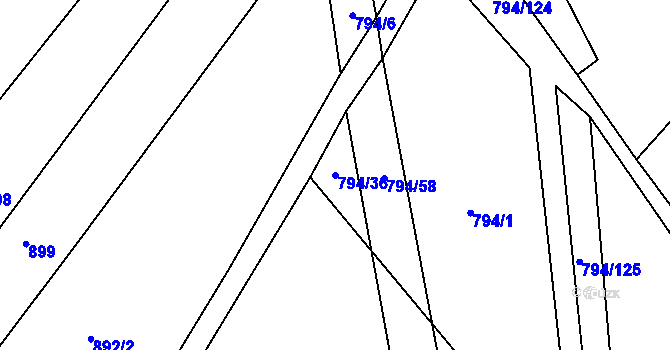 Parcela st. 794/36 v KÚ Vinaře, Katastrální mapa