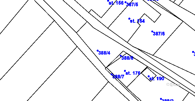 Parcela st. 388/4 v KÚ Vinaře, Katastrální mapa